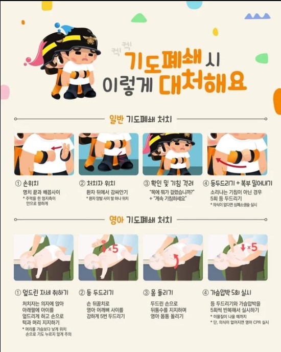 아기 하임리히법 응급처치 방법 설명 이미지